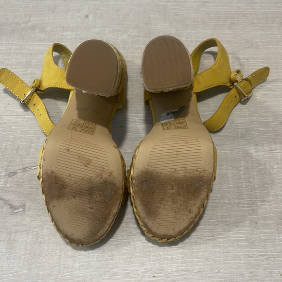 Aldo Platform Heels in Yellow and Raffia | Size 36.5 EU / Size 6.5 US - Picture 5 of 9